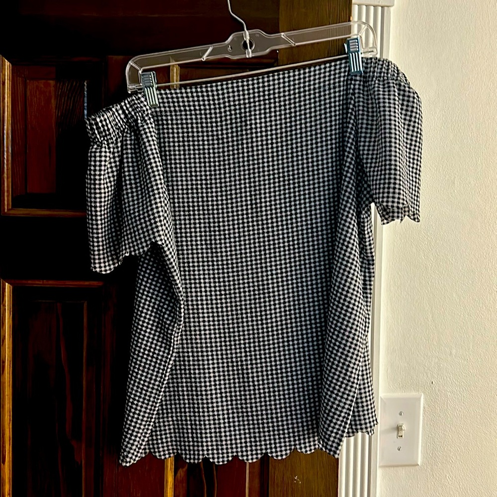 Checkered off the shoulder top
